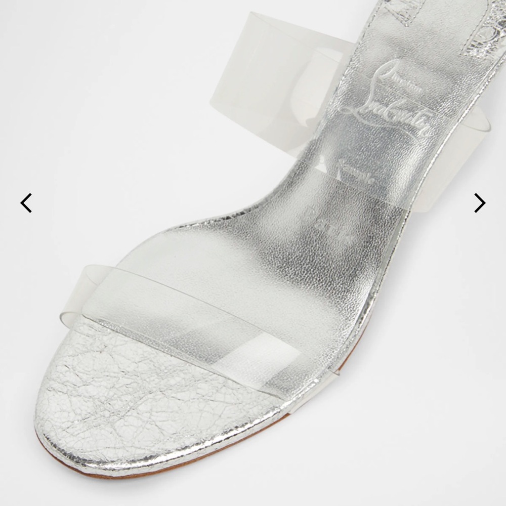 Christian Louboutin Silver Heels with Transparent Strap.